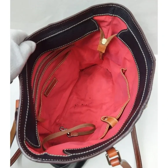 Dooney & Bourke Lexington Black Pebbled Leather Double Handle Zipper Tote Bag - Picture 15 of 16